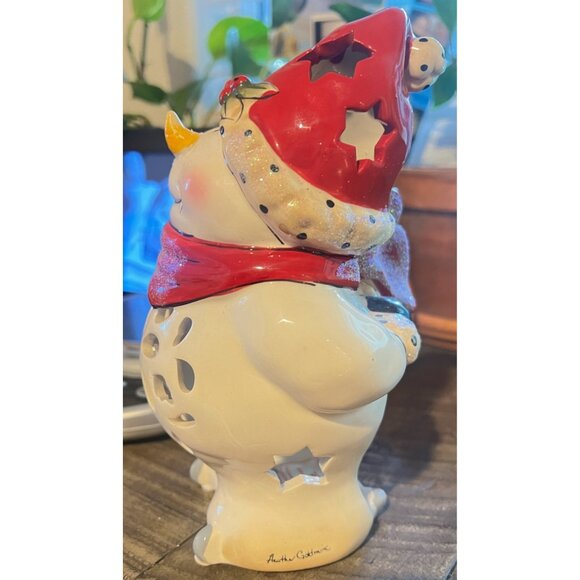 Christmas Blue Sky Clayworks Heather Goldminc Snowman Tea Light Holder READ - Picture 8 of 9